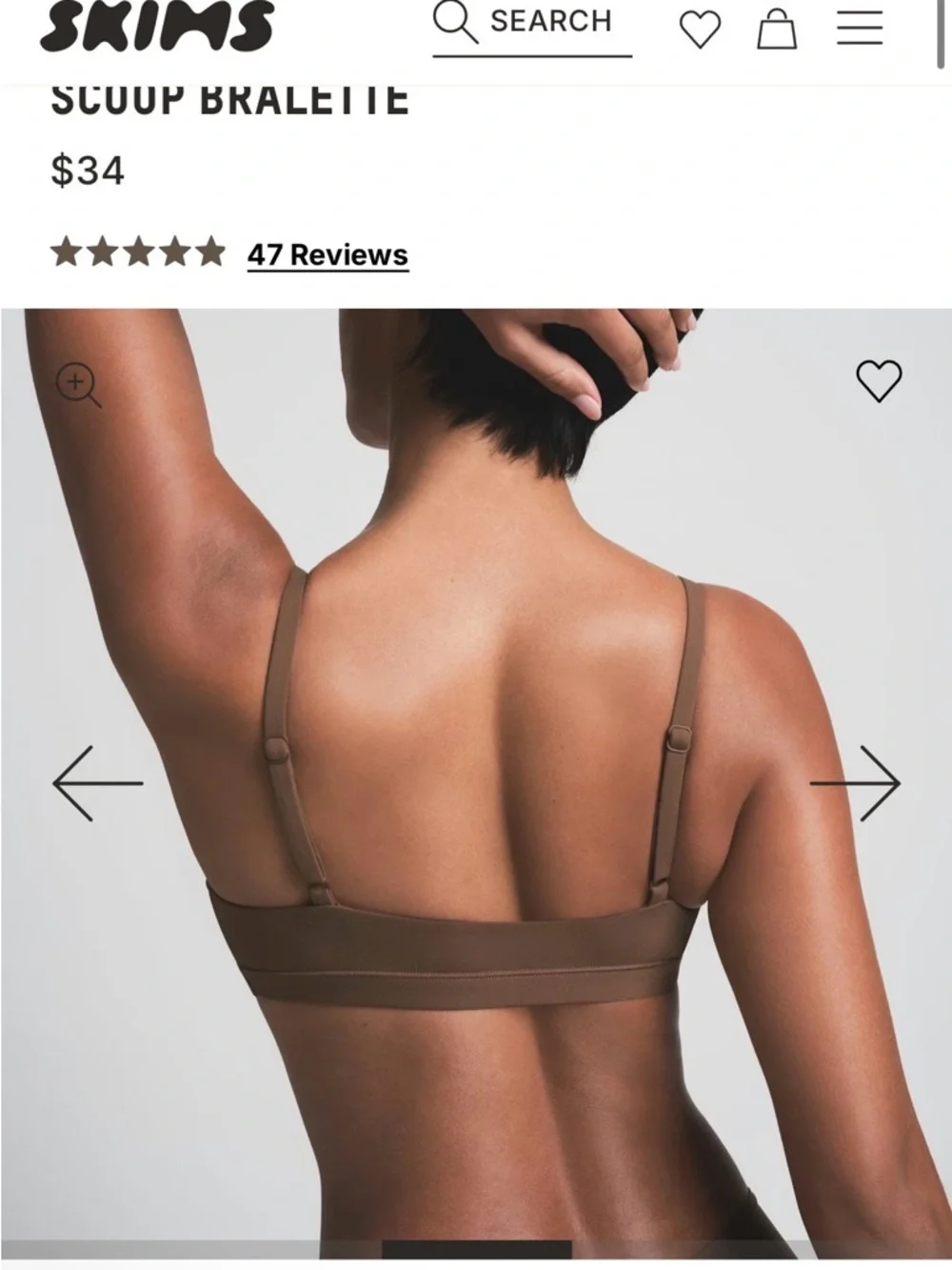 SKIMS Fits Everybody Scoop Bralette - Onyx (Black) - XS - NWT - Picture 3 of 4